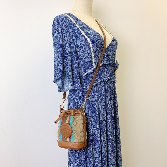 Coach Handbags - Coach CC318 Mini Dempsey Bucket Bag In Signature Jacquard IN KHAKI MULTI